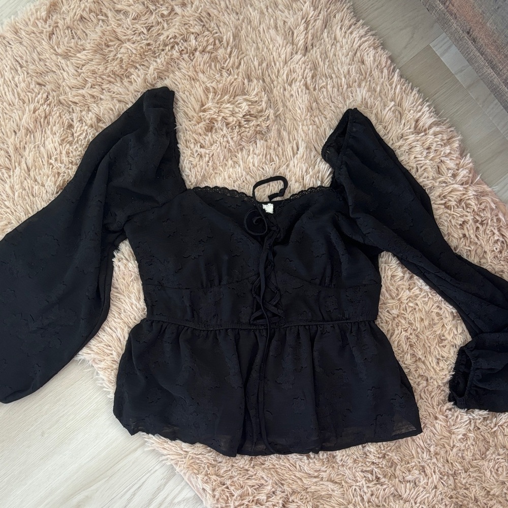Francesca's Collections Black Lace Blouse